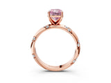 Rose gold Fancy Pink Radiant Cut Solitaire Diamond Engagement Ring with Twisted Pave Band and Four-Prong Setting_6