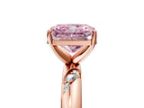 Rose gold Fancy Pink Radiant Cut Solitaire Diamond Engagement Ring with Twisted Pave Band and Four-Prong Setting_8