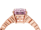 Rose gold Fancy Pink Radiant Cut Solitaire Diamond Ring with Infinity Twist Band and Four-Prong Setting_4