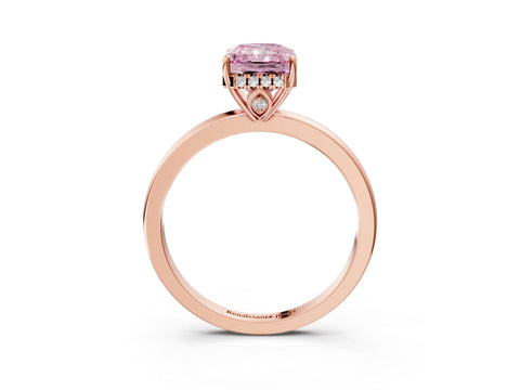 Rose gold Fancy Pink Radiant Cut Solitaire Diamond Ring with Prong Setting and Plain Band_3