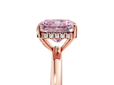 Rose gold Fancy Pink Radiant Cut Solitaire Diamond Ring with Prong Setting and Plain Band_5