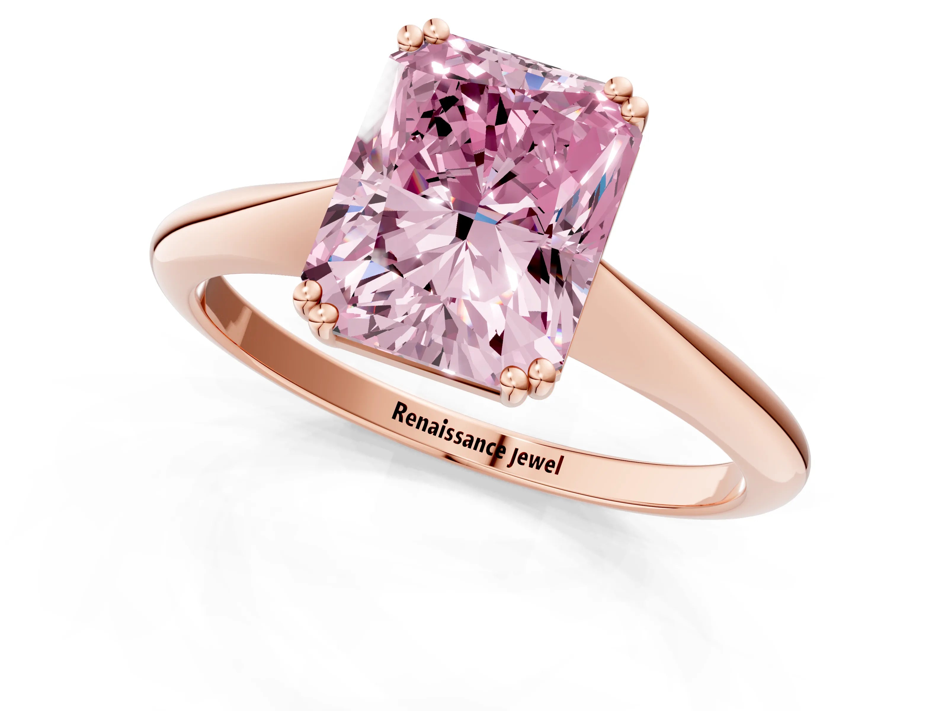 Rose gold Fancy Pink Radiant Cut Solitaire Diamond Ring with Six-Prong Setting and Classic Band_1