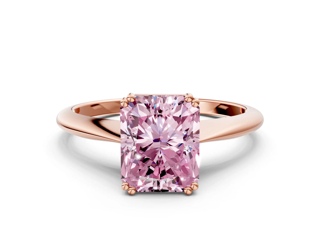 Rose gold Fancy Pink Radiant Cut Solitaire Diamond Ring with Six-Prong Setting and Classic Band_12