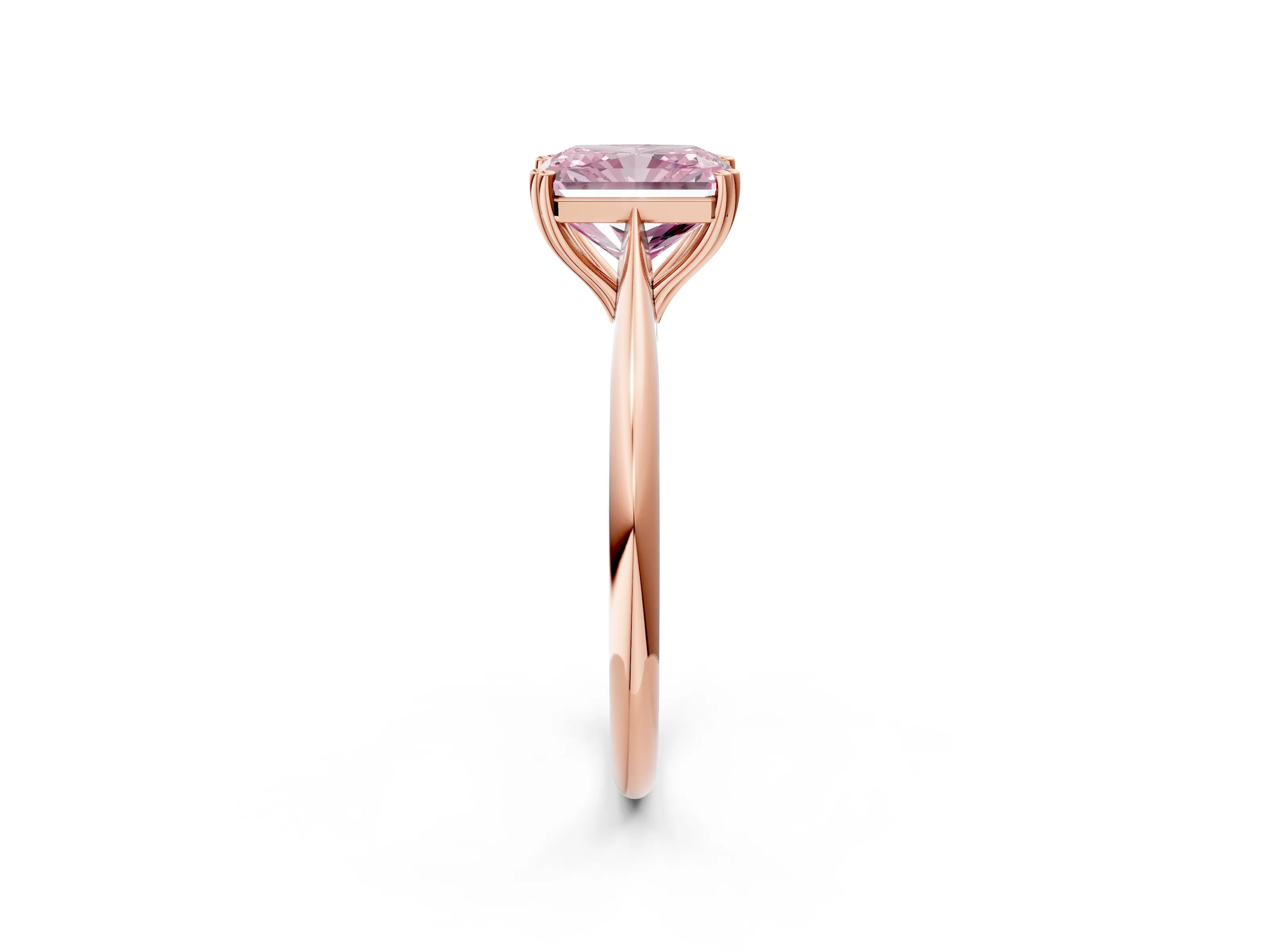 Rose gold Fancy Pink Radiant Cut Solitaire Diamond Ring with Six-Prong Setting and Classic Band_2