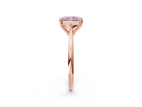 Rose gold Fancy Pink Radiant Cut Solitaire Diamond Ring with Six-Prong Setting and Classic Band_2