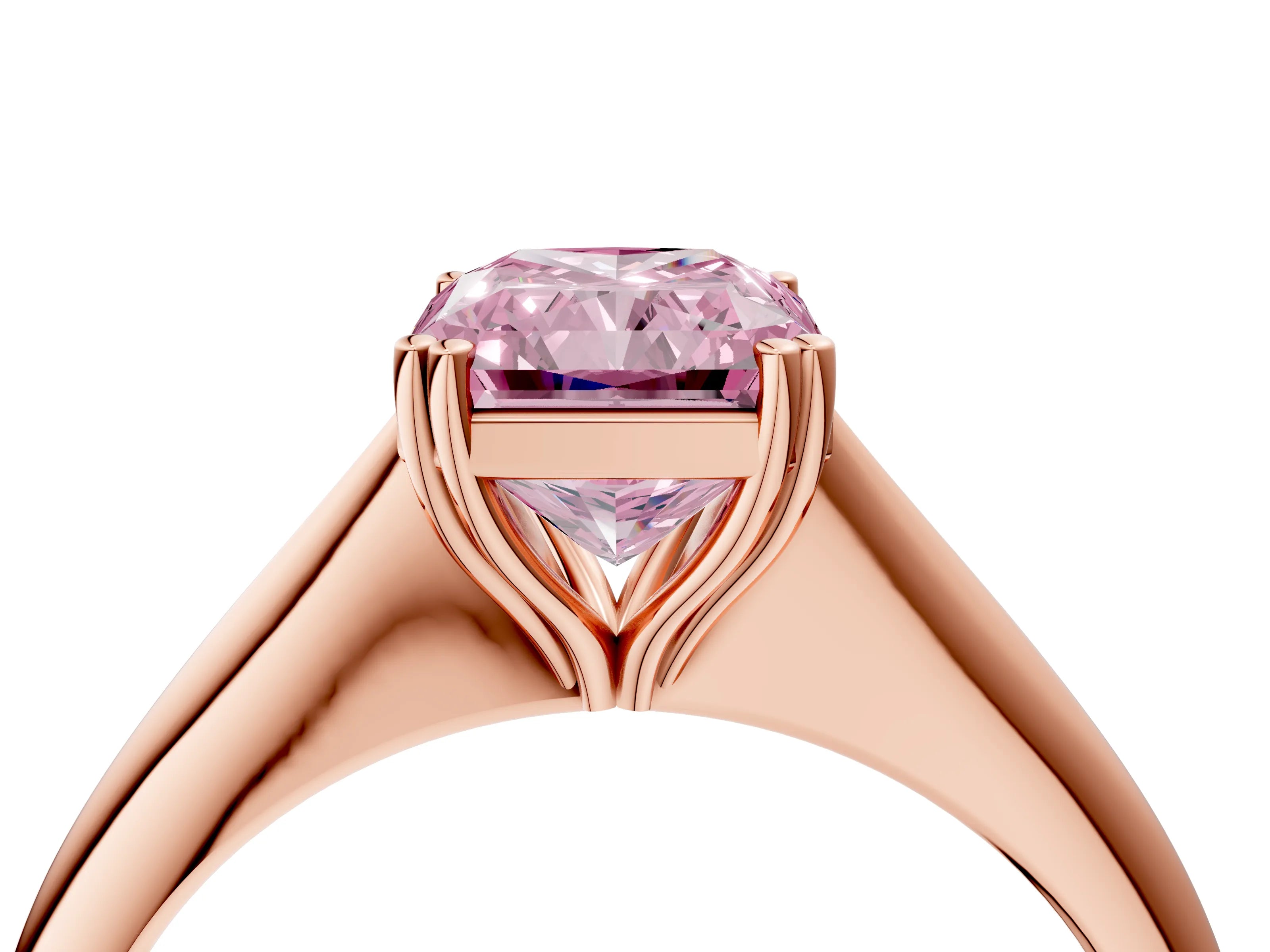 Rose gold Fancy Pink Radiant Cut Solitaire Diamond Ring with Six-Prong Setting and Classic Band_4
