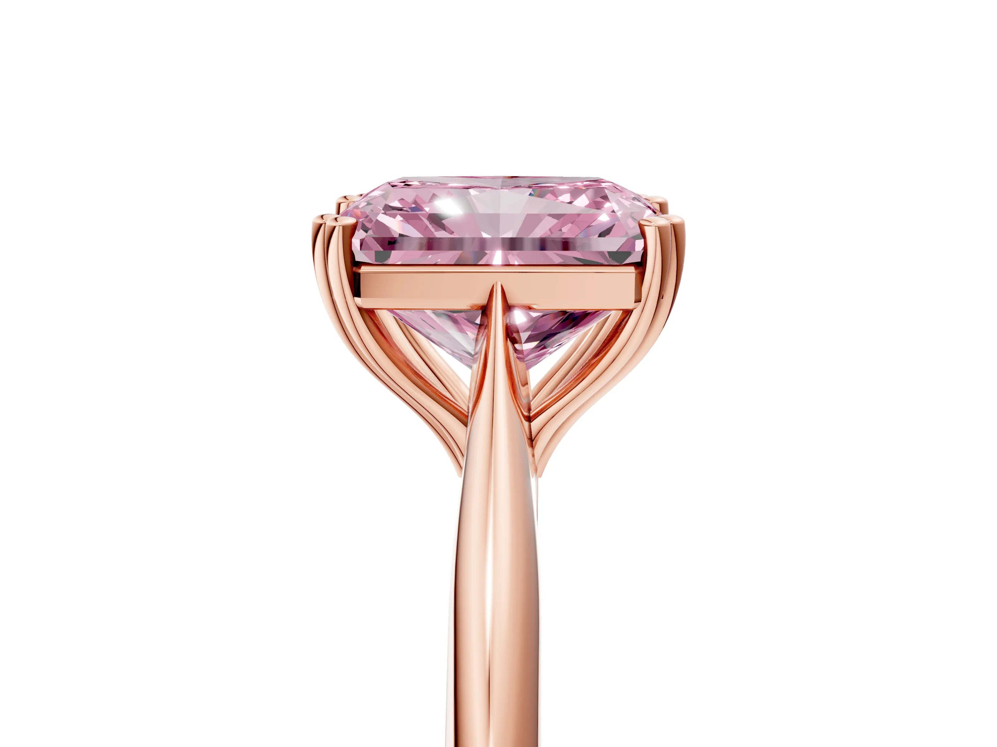 Rose gold Fancy Pink Radiant Cut Solitaire Diamond Ring with Six-Prong Setting and Classic Band_5