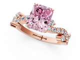 Rose gold Fancy Pink Radiant  Cut Solitaire Diamond Twisted Band with Pave Setting_43