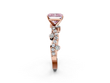 Rose gold Fancy Pink Radiant  Cut Solitaire Diamond Twisted Band with Pave Setting_44