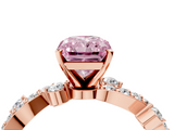 Rose gold Fancy Pink Radiant  Cut Solitaire Diamond Twisted Band with Pave Setting_46