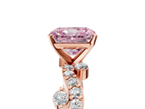 Rose gold Fancy Pink Radiant  Cut Solitaire Diamond Twisted Band with Pave Setting_47