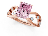 Rose gold Fancy Pink Radiant  Cut Solitaire Diamond with Side Stones on Criss-Cross Band and Four-Prong Setting_4