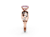 Rose gold Fancy Pink Radiant  Cut Solitaire Diamond with Side Stones on Criss-Cross Band and Four-Prong Setting_5