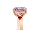 Rose gold Fancy Pink Radiant  Cut Solitaire Engagement Ring with Flat Band and Four-Prong Setting 1