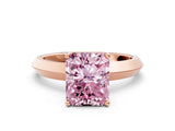 Rose gold Fancy Pink Radiant  Cut Solitaire Engagement Ring with Flat Band and Four-Prong Setting 2