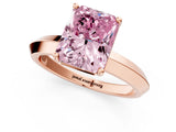 Rose gold Fancy Pink Radiant  Cut Solitaire Engagement Ring with Flat Band and Four-Prong Setting 3