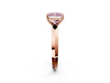 Rose gold Fancy Pink Radiant  Cut Solitaire Engagement Ring with Flat Band and Four-Prong Setting 4