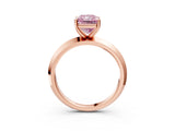 Rose gold Fancy Pink Radiant  Cut Solitaire Engagement Ring with Flat Band and Four-Prong Setting 5