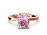 Rose gold Fancy Pink Radiant  Cut Solitaire Engagement Ring with Four-Prong Setting on a Classic Band_20