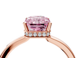 Rose gold Fancy Pink Radiant  Cut Solitaire Engagement Ring with Four-Prong Setting on a Classic Band_24