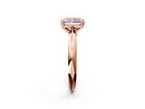Rose gold Fancy Pink Radiant  Cut Solitaire Engagement Ring with Tapered Band and Four-Prong Setting 2