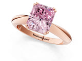 Rose gold Fancy Pink Radiant  Cut Solitaire Engagement Ring with Tapered Band and Four-Prong Setting 3