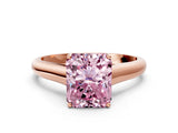 Rose gold Fancy Pink Radiant Cut Solitaire Engagement Ring with Tapered Band and Four-Prong Setting_3