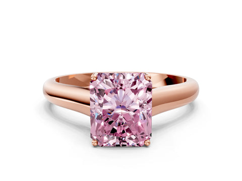 Rose gold Fancy Pink Radiant Cut Solitaire Engagement Ring with Tapered Band and Four-Prong Setting_3