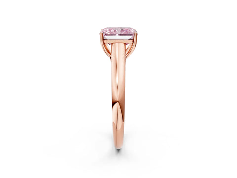 Rose gold Fancy Pink Radiant Cut Solitaire Engagement Ring with Tapered Band and Four-Prong Setting_5