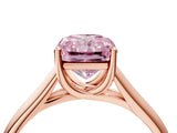 Rose gold Fancy Pink Radiant Cut Solitaire Engagement Ring with Tapered Band and Four-Prong Setting_7