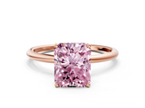 Rose gold Fancy Pink Radiant  Cut Solitaire Engagement Ring with Thin Band and Four-Prong Setting_3