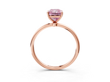 Rose gold Fancy Pink Radiant  Cut Solitaire Engagement Ring with Thin Band and Four-Prong Setting_6
