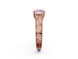 Rose gold Fancy Pink Radiant  Cut Solitaire Engraved Band with Four-Prong Setting_64