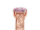Rose gold Fancy Pink Radiant  Cut Solitaire Engraved Band with Four-Prong Setting_67