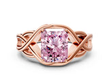 Rose gold Fancy Pink Radiant Cut Solitaire Intertwined Band Prong Setting Ring