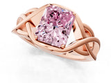 Rose gold Fancy Pink Radiant Cut Solitaire Intertwined Band Prong Setting Ring_1