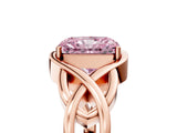 Rose gold Fancy Pink Radiant Cut Solitaire Intertwined Band Prong Setting Ring_5