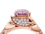 Rose gold Fancy Pink Radiant Cut Solitaire Leaf-Inspired Engagement Ring with Prong Setting_16