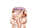 Rose gold Fancy Pink Radiant Cut Solitaire Leaf-Inspired Engagement Ring with Prong Setting_17