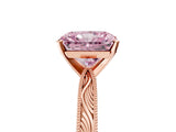 Rose gold Fancy Pink Radiant Cut Solitaire Milgrain Engraved Band with Four-Prong Setting_5