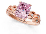 Rose gold Fancy Pink Radiant Cut Solitaire Milgrain Leaf Band with Prong Setting_1