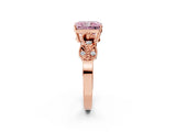 Rose gold Fancy Pink Radiant Cut Solitaire Milgrain Leaf Band with Prong Setting_2