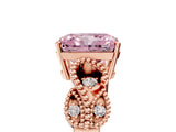 Rose gold Fancy Pink Radiant Cut Solitaire Milgrain Leaf Band with Prong Setting_5
