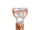 Rose gold Fancy Pink Radiant Cut Solitaire Princess Side Stone Engraved Band Prong Setting Ring_5