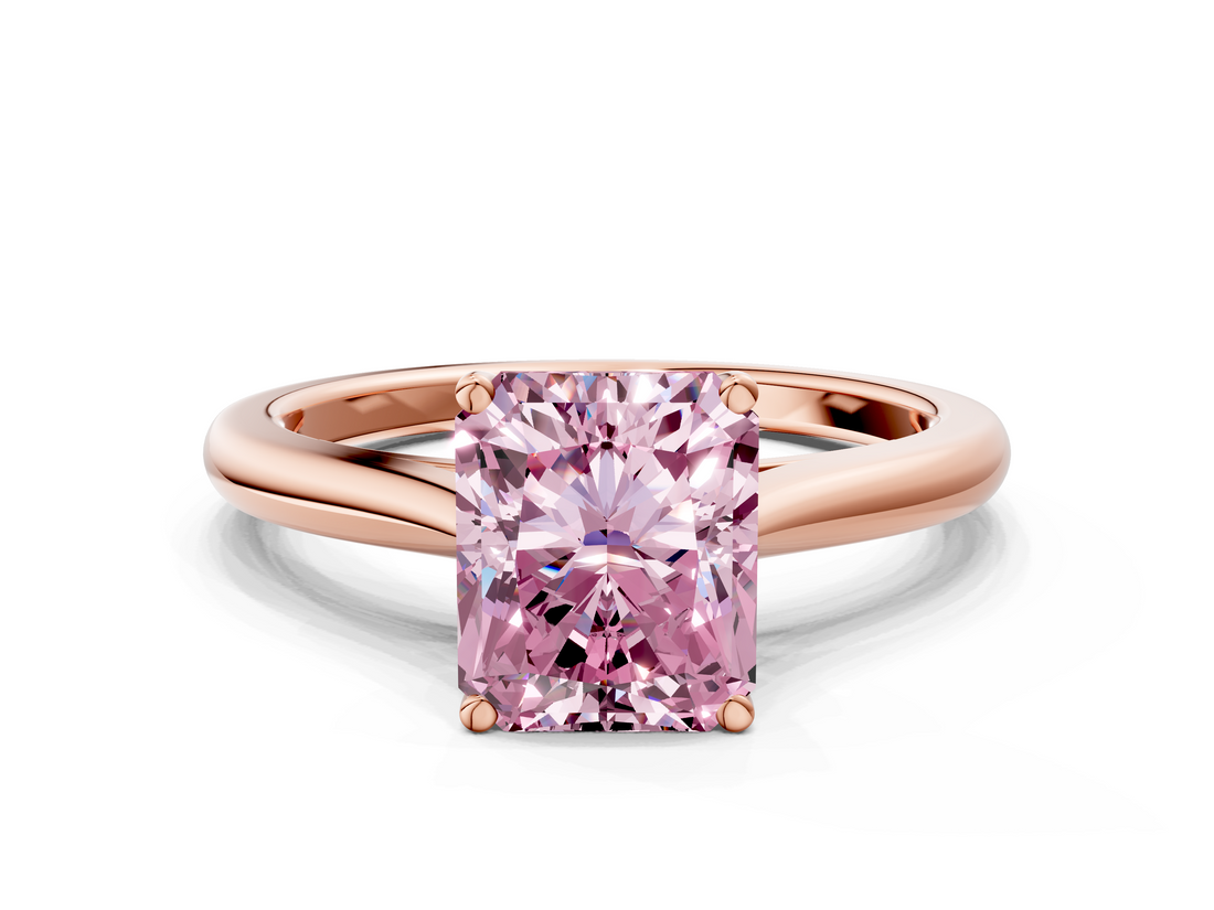 Rose gold Fancy Pink Radiant  Cut Solitaire Ring with Cathedral Band and Four-Prong Setting_55