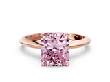 Rose gold Fancy Pink Radiant  Cut Solitaire Ring with Four-Prong Setting on a Classic Band_25