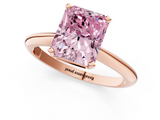 Rose gold Fancy Pink Radiant  Cut Solitaire Ring with Four-Prong Setting on a Classic Band_26