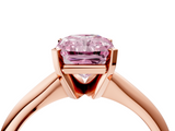Rose gold Fancy Pink Radiant  Cut Solitaire Ring with Four-Prong Setting on a Classic Band_29