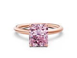Rose gold Fancy Pink Radiant  Cut Solitaire Ring with Thin Band and Four-Prong Setting_16