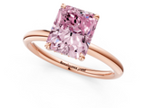 Rose gold Fancy Pink Radiant  Cut Solitaire Ring with Thin Band and Four-Prong Setting_17